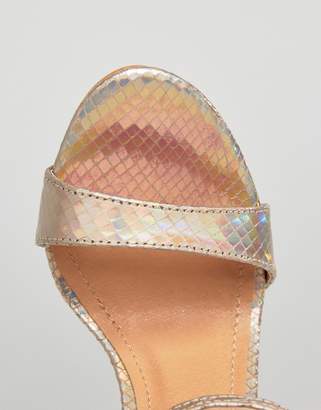 Public Desire Riya Gold Holographic Heeled Sandals