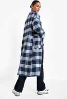 Thumbnail for your product : boohoo Blue Check Oversized Wool Look Coat