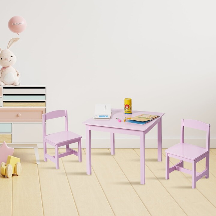 Global Pronex Kids Wooden Table And Chair, Pink, Set of 3 ShopStyle