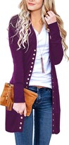 Thumbnail for your product : Zesoyne Womens V-Neck Button Down Knitwear Long Sleeve Soft Basic Knit Cardigan Sweater 2X-Large Wine Red
