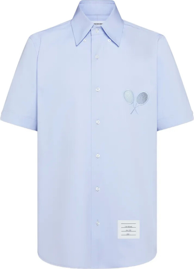 Thom Browne Racket-Embroidery Short-Sleeve Shirt