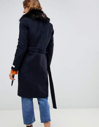 Gianni Feraud duster coat with faux fur collar