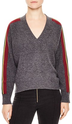 Sandro Artic Striped-Sleeve Sweater