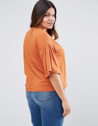 ASOS Curve T-Shirt With Ruffle Sleeve