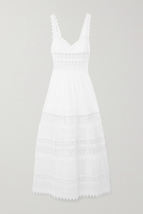 Charo Ruiz Ibiza Sophia Crocheted Lace-paneled Cotton-blend Voile Maxi Dress  - White - ShopStyle Swimsuit Coverups