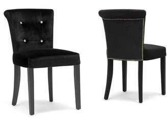 Wholesale Interiors Larouche Velveteen Modern Dining Chair, Set of 2, Black