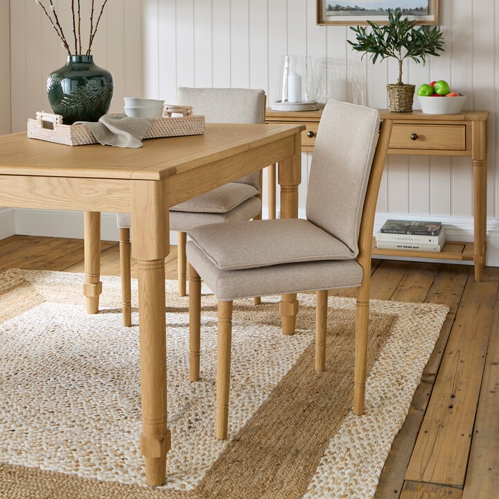 Dunelm Churchgate Walcote Dining Chair, Herringbone Fabric Natural