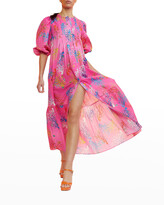 Thumbnail for your product : Cynthia Rowley Coral-Print Pintuck Maxi Dress