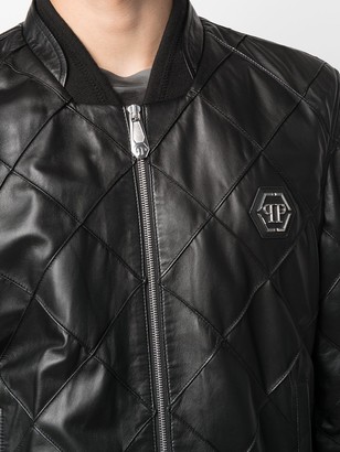 Philipp Plein Quilted Leather Bomber Jacket