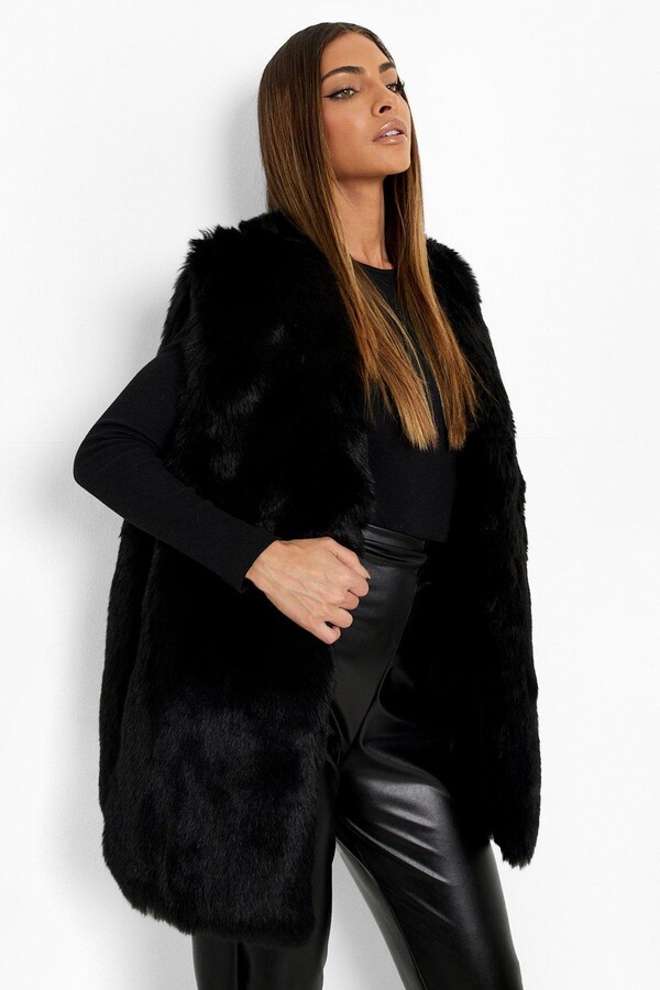 black fur body warmer