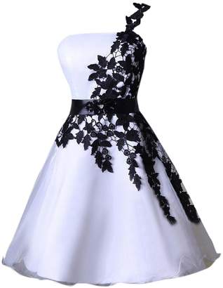 Tideclothes Short Organza Homecoming Dress One Shoulder Prom Dress