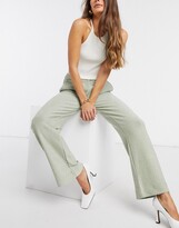 Thumbnail for your product : Just Female Utopio glittery wide leg pants in pale green