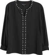 Thumbnail for your product : Ming Wang Split Neck Studded Trim Tunic Top