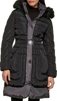 Thumbnail for your product : GUESS Faux Fur Trim Belted Puffer Coat
