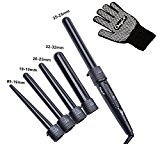Ckeyin174; 5 in 1 Multifunction Interchangeable Ceramic Hair Curler Iron Tong Salon Professional Wave Tapered Curling Wand Hair Styling Tool curler Kit (Black)