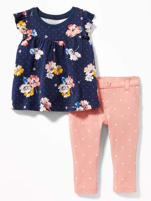 Old Navy Flutter-Sleeve Top & Jersey Pants Set for Baby