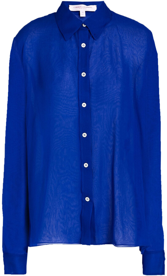 Carolina Herrera Silk-chiffon shirt - ShopStyle Tops