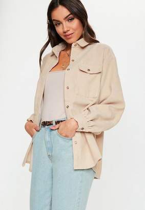 Missguided Camel Pocket Front Cord Shirt