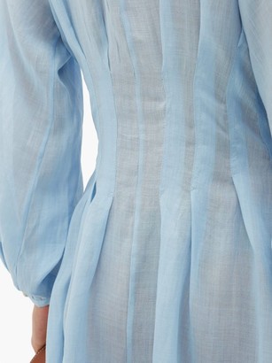 Three Graces London Valerie Pintuck-waist Ramie Shirt Dress - Light Blue