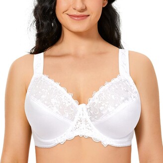 TELIMUSSTO Women's Full Coverage Floral Lace Underwired Bra Plus Size Non  Padded Comfort Bra - ShopStyle