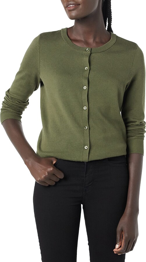 Amazon Essentials Women's Lightweight Crewneck Cardigan Sweater (Available  in Plus Size) - ShopStyle