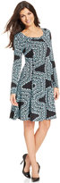 Thumbnail for your product : Karen Kane Long-Sleeve Printed Fit & Flare Dress