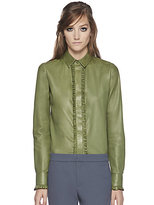 Thumbnail for your product : Gucci Leather Ruffle Button-Down Shirt