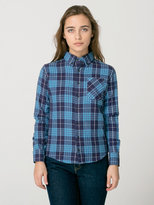 Thumbnail for your product : American Apparel Unisex Plaid Flannel Long Sleeve Button-Up with Pocket