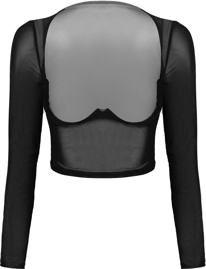 Crop Top Womens Black Shrugs Boleros Verdusa Women's Long Sleeve
