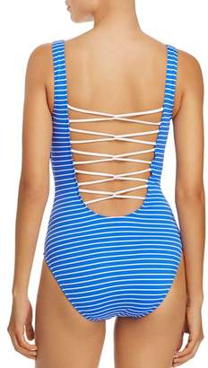 Ralph Lauren Ralph Lauren Striped Lace Back One Piece Swimsuit
