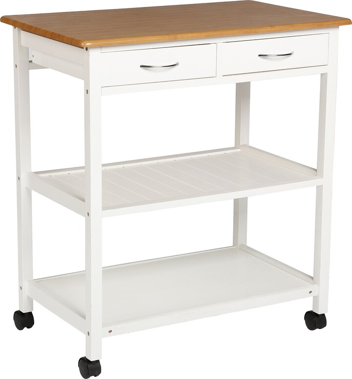 Dunelm White Bamboo 2 Drawer Kitchen Trolley White and Brown ShopStyle