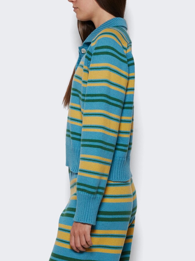 Calle Del Mar Paper Stripe Cashmere Polo Lake Blue