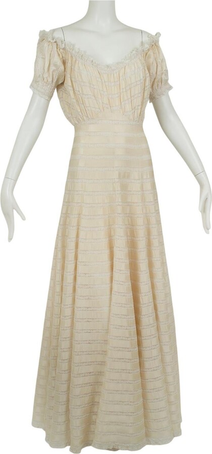 1stDibs Custom 23' Cream Regency Ribbon Silk And Lace Wedding Gown – Xs, 1930s