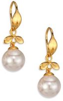 Thumbnail for your product : Majorica 10MM White Pearl Leaf Drop Earrings