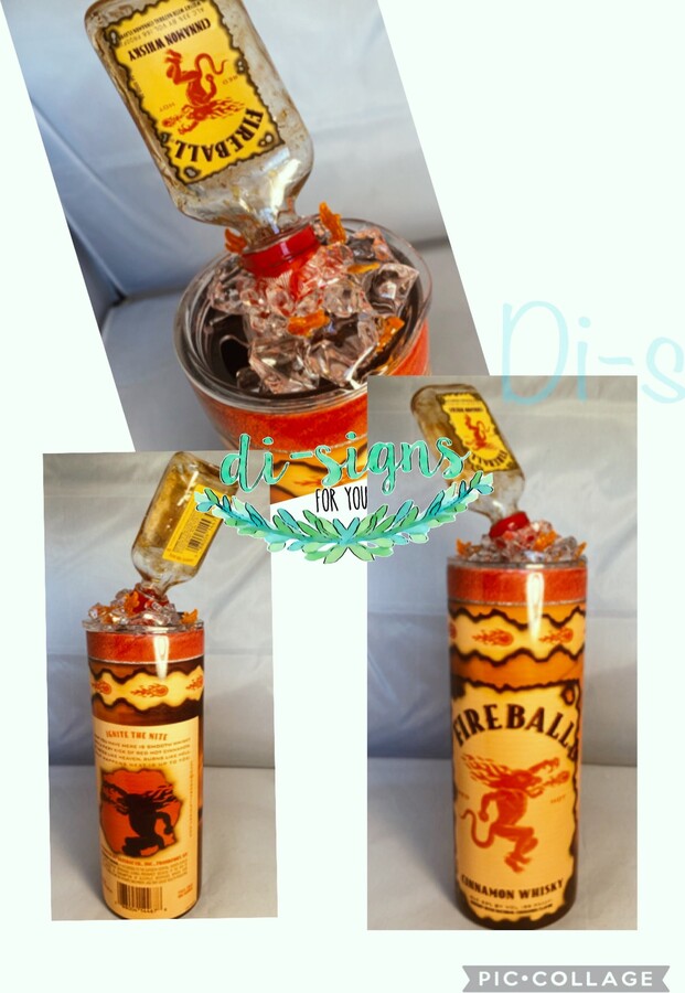 Fire Whiskey 3D Fake Ice Lid Topper & Sublimation 30Oz Or 20Oz Skinny Insulated Tumbler, Hot Unique Gift