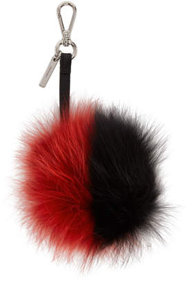 Fendi Black and Red Bag Bugs Fur Keychain