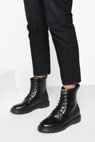 Thumbnail for your product : boohoo Croc Lace Up Chunky Hiker Boots