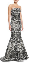 Thumbnail for your product : Badgley Mischka Strapless Animal-Print Mermaid Gown