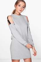 Thumbnail for your product : boohoo O Ring Cold Shoulder Sweat Dress