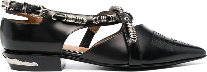 Toga Pulla Buckled Leather Ballerina Shoes