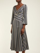 Thumbnail for your product : Peter Pilotto Striped Lame-jacquard Dress - Navy Multi
