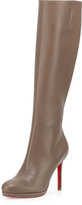 Thumbnail for your product : Christian Louboutin Botalili Leather Red-Sole Knee Boot, Gray