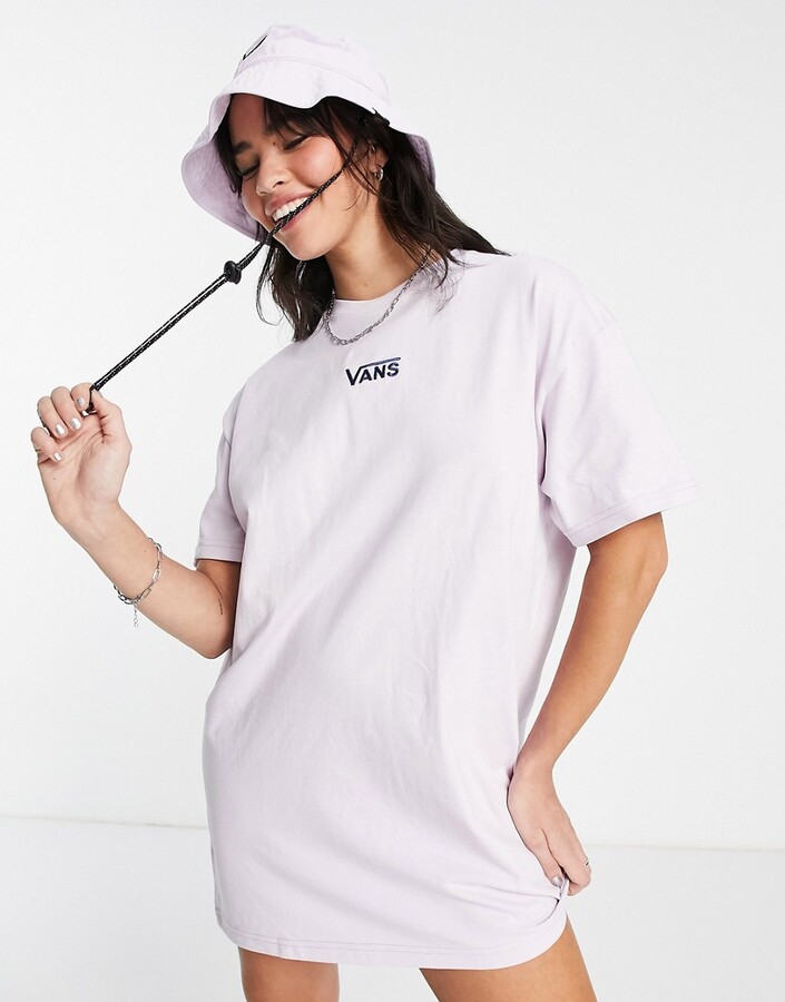 Vans center logo t-shirt dress in lilac - ShopStyle
