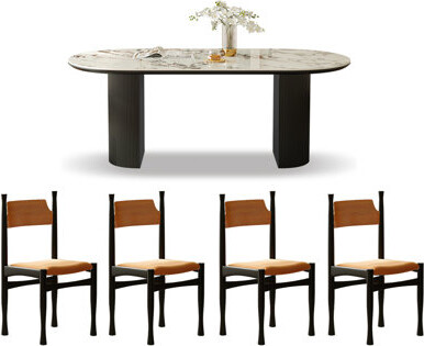dujinlong home Simple Modern Rock Slab Oval Dining Table Sets.