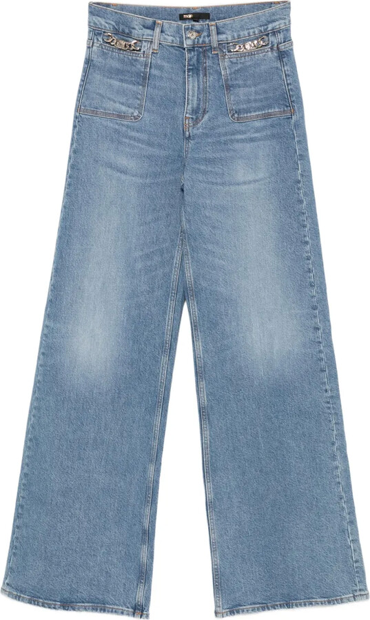 Maje Chain-Embellished Flared Jeans