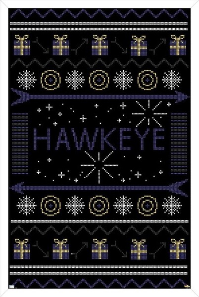 Trends International Marvel Hawkeye - Hawkeye Sweater Framed Wall Poster Prints Mahogany Framed Version 14.725" x 22.375"