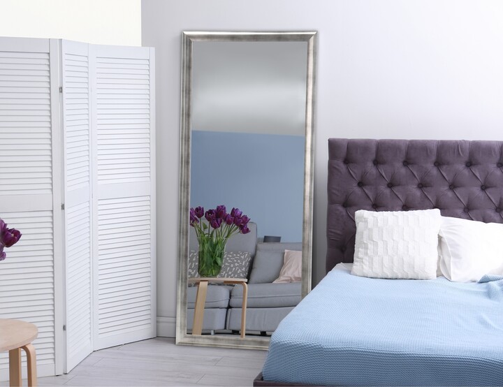 BrandtWorks Modern Brushed Silver Floor Mirror Silver Grain ShopStyle