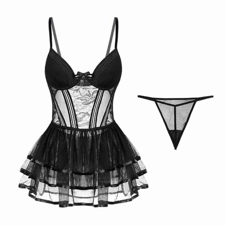 Andiwa Women Lace Sexy Lingerie Teddy Strap Mini Babydoll Nightwear