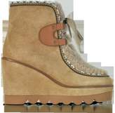 Thumbnail for your product : See by Chloe Suede and Curly Shearling Wedge Boots