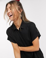 Thumbnail for your product : Monki Ninni belted short sleeve shirt dress in black